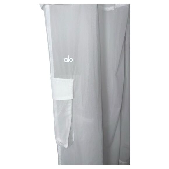ALO Yoga Womens White Sheer Effusion Cargo Wide Leg Trouser - Picture 13 of 14
